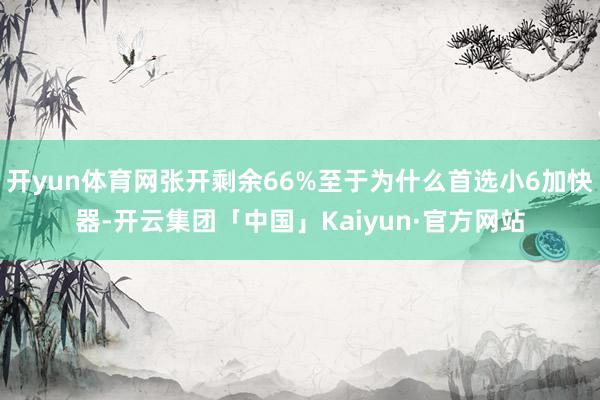 开yun体育网张开剩余66%至于为什么首选小6加快器-开云集团「中国」Kaiyun·官方网站