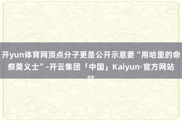 开yun体育网顶点分子更是公开示意要“用哈里的命祭奠义士”-