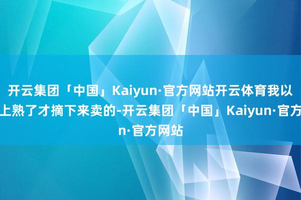 开云集团「中国」Kaiyun·官方网站开云体育我以为树上熟了